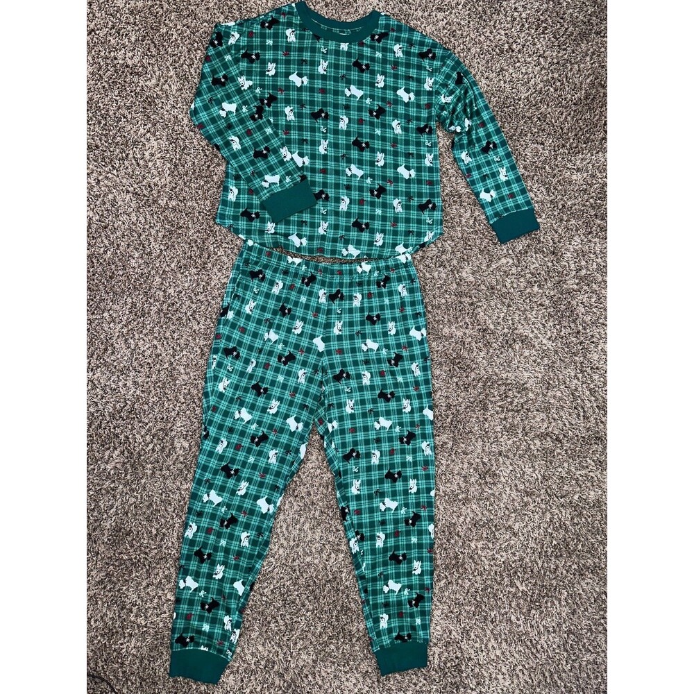 joyspun Pajama women’s Large Green Scottish Dogs